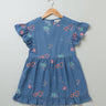 Sweetlime By AS Cotton Denim Dress with Palm Tree and Neon Heart Embroidery. - SLG-Dress-336_2-3Y
