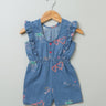 Sweetlime By AS Cotton Denim Playsuit with Palm Tree and Neon Heart Embroidery. - SLG - JPS - 00339_3 - 6M