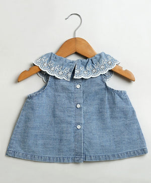 Sweetlime By AS Cotton Denim Ruffle Dress & Bloomer Set. - SLG - CO - ORD - 01167_3 - 6M