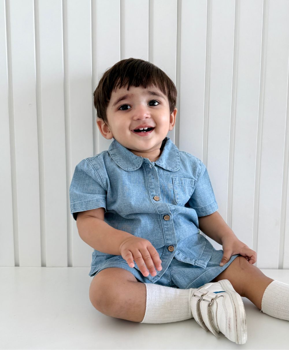 Sweetlime By AS Cotton Denim Shirt & Shorts Co - ord Set. - SLB - CO - ORD - 01168_0 - 3M