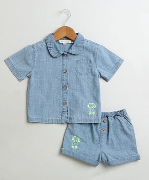 Sweetlime By AS Cotton Denim Shirt & Shorts Co - ord Set. - SLB - CO - ORD - 01168_0 - 3M