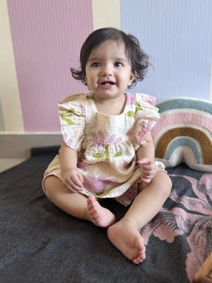 Sweetlime By AS Daisy Print Ruffle Organic Cotton Co - ord Set. - 0 - 3 Months Girls Co - ord Set