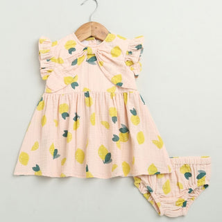 Sweetlime By AS Lemon Print Organic Cotton Co - ord Set - SLG - DRESS - 01195_0 - 6M