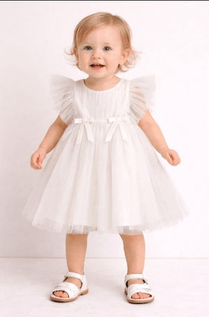 Sweetlime By AS Little Angel White Party Dress - White - 0 - 3 Months Girls Casual Dress