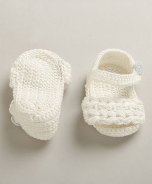 Sweetlime By AS Little Pearl Crochet Baby Booties – White (0–12 Months) - Free size Baby Booties