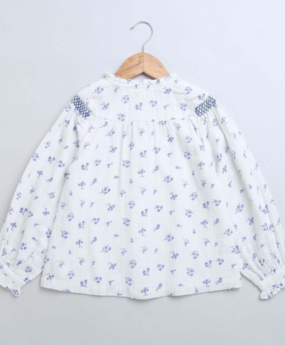 Sweetlime By AS Long Sleeves Blue Floral Printed Cotton Top. - SLG-BLS-01055_2-3Y