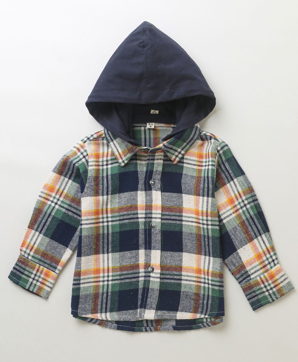 Sweetlime By As Multi Checks Checks Cotton Flannel Hoodie Long Sleeve Shirt - SLB - Shirt - 01012_9 - 12M