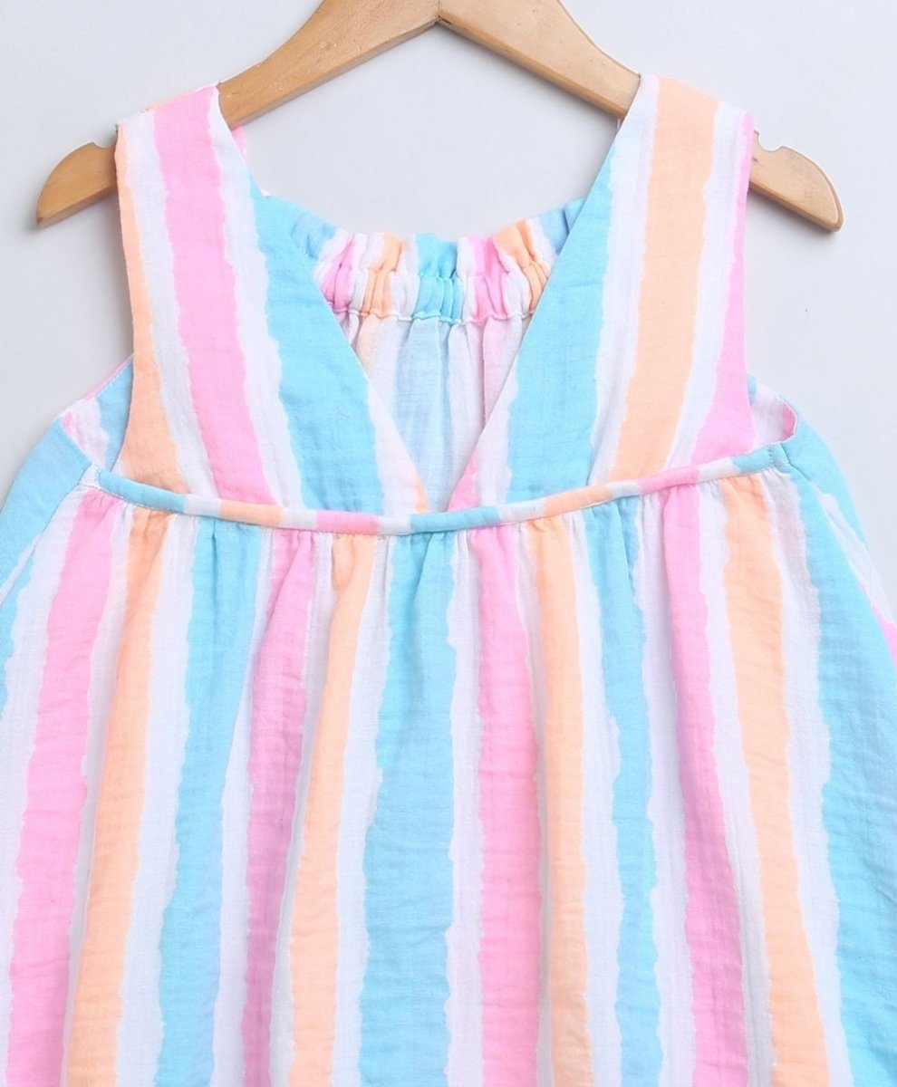 Sweetlime By AS Multicolored Striped Cotton A-line Dress - SLG-DRESS-01052_3-4Y