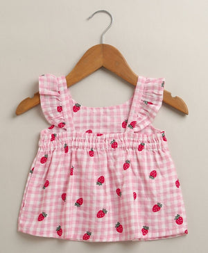 Sweetlime By AS Organic Cotton Strawberry Bliss Baby Girl Top & Shorts Set - Pink - 0 - 3 Months Girls Co - ord Set