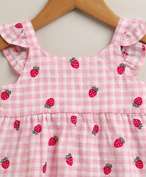 Sweetlime By AS Organic Cotton Strawberry Bliss Baby Girl Top & Shorts Set - Pink - 0 - 3 Months Girls Co - ord Set