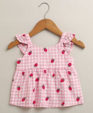 Sweetlime By AS Organic Cotton Strawberry Bliss Baby Girl Top & Shorts Set - Pink - 0 - 3 Months Girls Co - ord Set