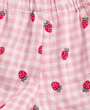 Sweetlime By AS Organic Cotton Strawberry Bliss Baby Girl Top & Shorts Set - Pink - 0 - 3 Months Girls Co - ord Set