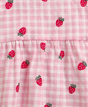 Sweetlime By AS Organic Cotton Strawberry Bliss Baby Girl Top & Shorts Set - Pink - 0 - 3 Months Girls Co - ord Set