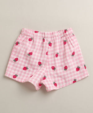Sweetlime By AS Organic Cotton Strawberry Bliss Baby Girl Top & Shorts Set - Pink - 0 - 3 Months Girls Co - ord Set