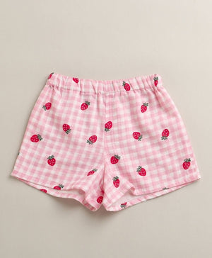 Sweetlime By AS Organic Cotton Strawberry Bliss Baby Girl Top & Shorts Set - Pink - 0 - 3 Months Girls Co - ord Set