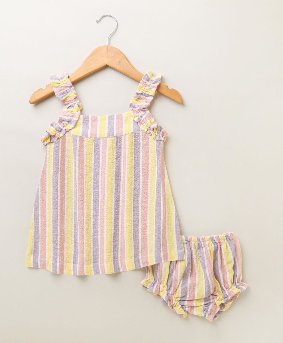 Sweetlime By As Organic Multi stripe Cotton Co-ord Set- Multi - SLG-Co-ord-01006_3-6M
