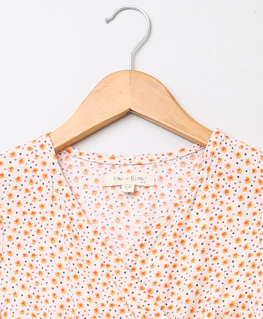 Sweetlime By As Organic viscose fit & flare dress for girls - Orange - SLG - DRESS - 00988_3 - 4Yrs