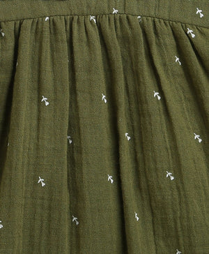 Sweetlime By AS Peter Pan Collar Olive Green Cotton Dress. - SLG - DRESS - 01156_2 - 3Y