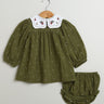 Sweetlime By AS Peter Pan Collar Olive Green Cotton Dress with a Matching Bloomer. - SLG - DRESS - 01157_0 - 3M