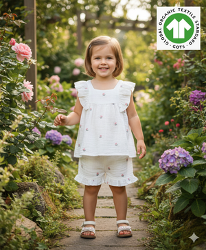 Sweetlime By AS Pink Floral Co - ord Set Cotton | The Mom Store - 0 - 6 months Girls Casual Shorts Set