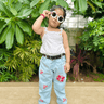 Sweetlime By AS Pink Floral Embroidery Cotton Denim Pants - Streetwear - 2 - 3 Years Girls Casual Bottom