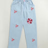 Sweetlime By AS Pink Floral Embroidery Cotton Denim Pants - Streetwear - SLG - PANT - 01203_2 - 3Y