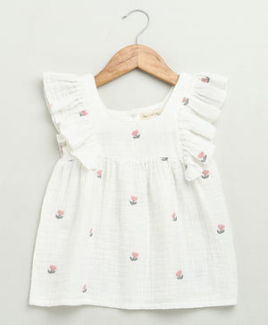 Sweetlime By AS Pink Floral Embroidery Ruffle Organic Cotton Co - ord Set - SLG - co - ord - 01193_0 - 6M