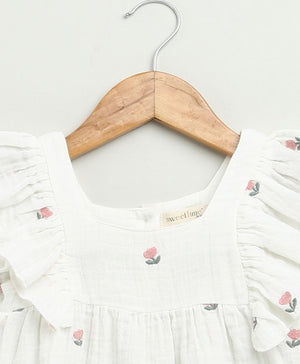 Sweetlime By AS Pink Floral Embroidery Ruffle Organic Cotton Co - ord Set - SLG - co - ord - 01193_0 - 6M