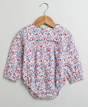 Sweetlime By AS Red & Blue Floral Print Organic Cotton Bodysuit - SLG - JPS - 01160_0 - 3M