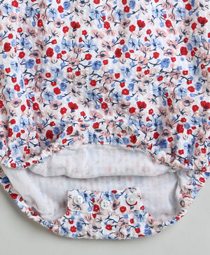 Sweetlime By AS Red & Blue Floral Print Organic Cotton Bodysuit - SLG - JPS - 01160_0 - 3M