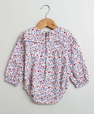 Sweetlime By AS Red & Blue Floral Print Organic Cotton Bodysuit - SLG - JPS - 01160_0 - 3M