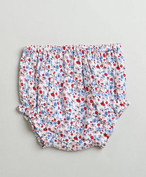 Sweetlime By AS Red & Blue Floral Print Organic Cotton Dress with a matching Bloomer. - SLG - DRESS - 01159_0 - 3M