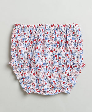 Sweetlime By AS Red & Blue Floral Print Organic Cotton Dress with a matching Bloomer. - SLG - DRESS - 01159_0 - 3M