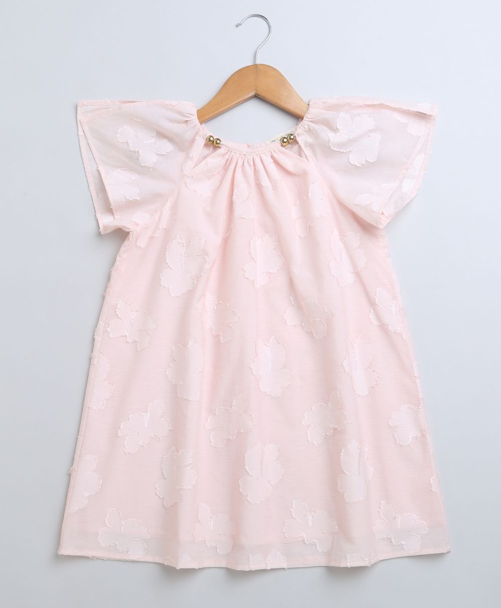 Sweetlime By AS Rose Pink Jacquard A - Line Cotton Dress - SLG - DRESS - 01059_1 - 2Y