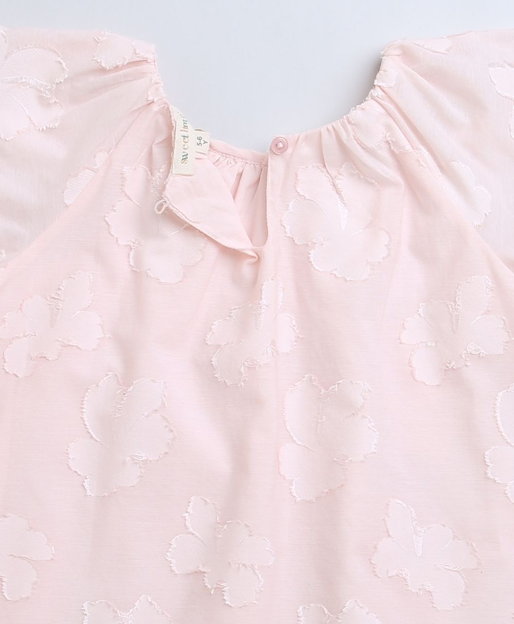 Sweetlime By AS Rose Pink Jacquard A - Line Cotton Dress - SLG - DRESS - 01059_1 - 2Y