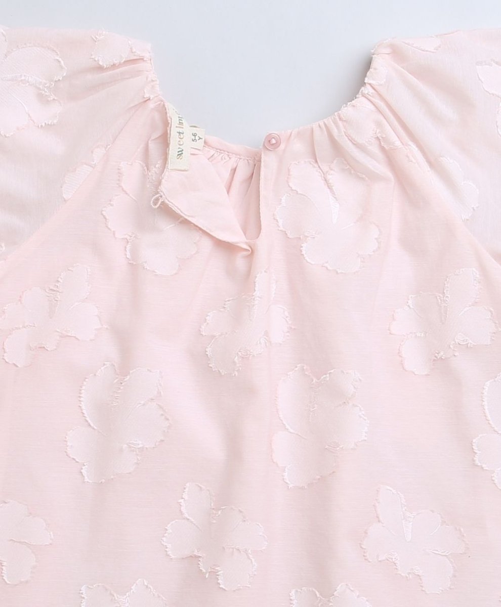 Sweetlime By AS Rose Pink Jacquard A-Line Cotton Dress - SLG-DRESS-01059_1-2Y