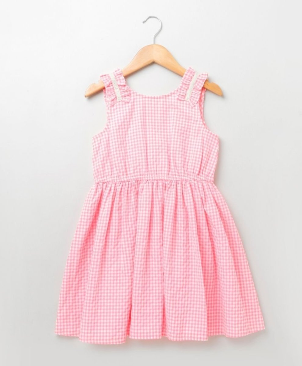 Sweetlime by AS Round Neck, Sleeveless & Lace Detailing Dress - Neon Pink - SLG-DRESS-262-2yrs-3yrs