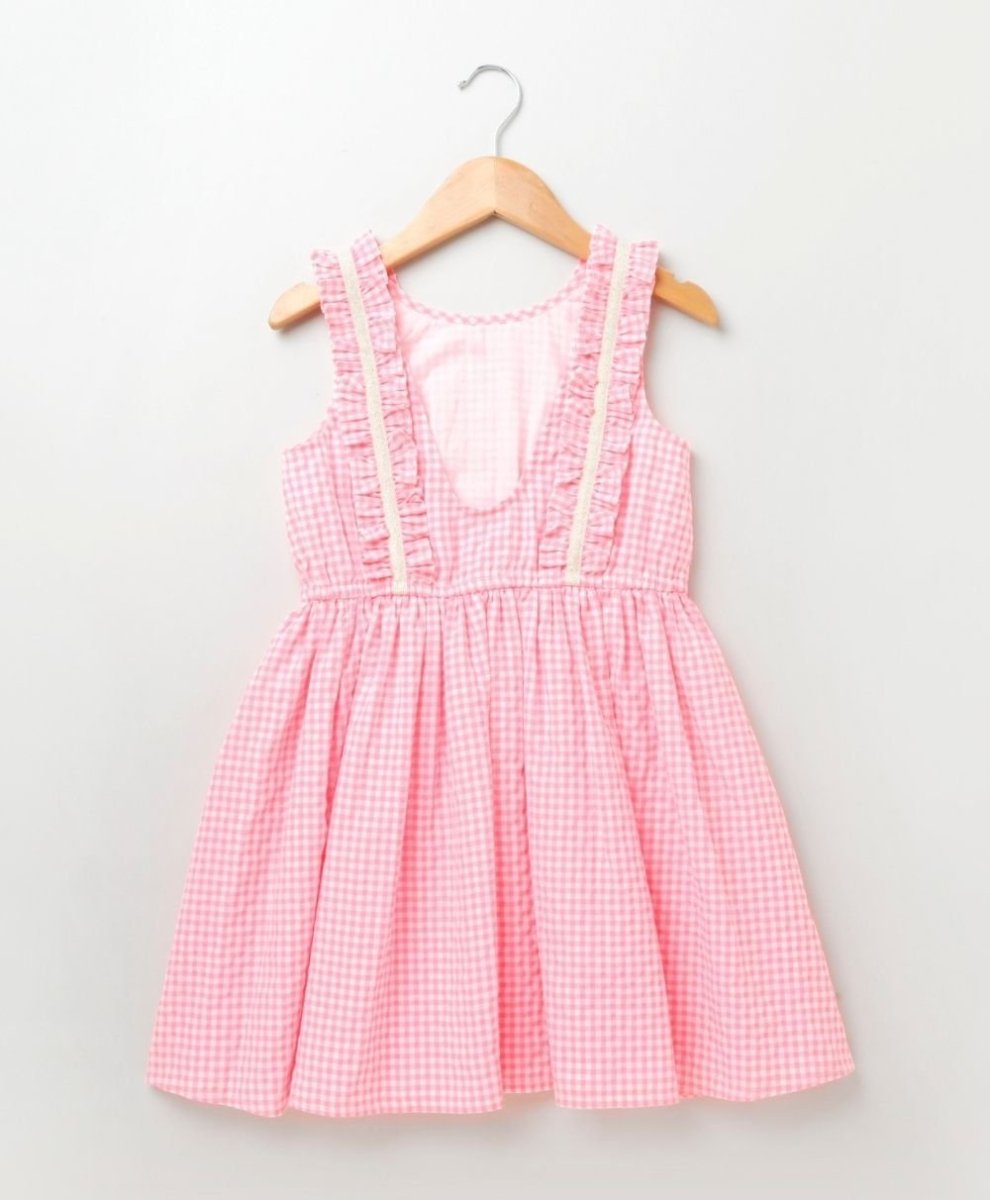 Sweetlime by AS Round Neck, Sleeveless & Lace Detailing Dress - Neon Pink - SLG-DRESS-262-2yrs-3yrs