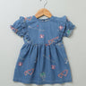 Sweetlime By AS Short Sleeves Denim Dress with Palm Tree and Neon Heart Embroidery - SLG-Dress-00338_3-6M