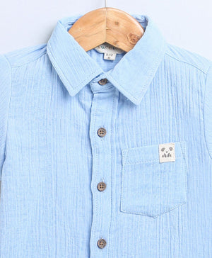 Sweetlime By AS Sky Blue Short Sleeves Cotton Shirt with a Koala Logo. - SLG - Shirt - 01050_1 - 3M
