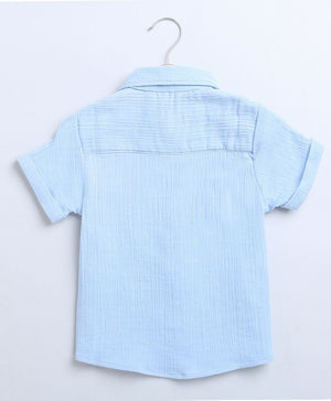 Sweetlime By AS Sky Blue Short Sleeves Cotton Shirt with a Koala Logo. - SLG - Shirt - 01050_1 - 3M