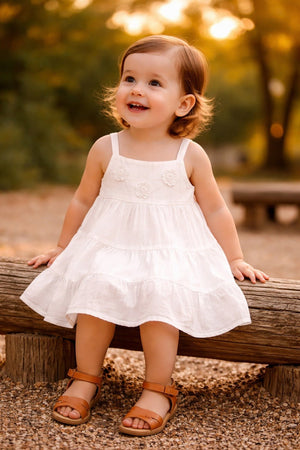 Sweetlime By AS Snowdrop Sweetheart Organic Cotton Dress – White - 3 - 6 Month Girls Casual Dress