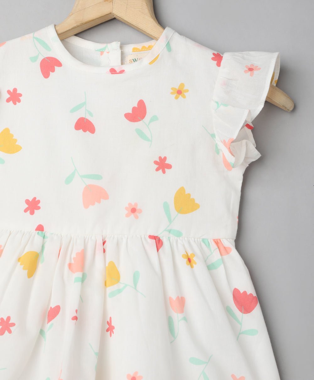 Sweetlime By AS White Floral Organic Cotton Dress - SLG - CO - ORD - 00180_1 - 3M