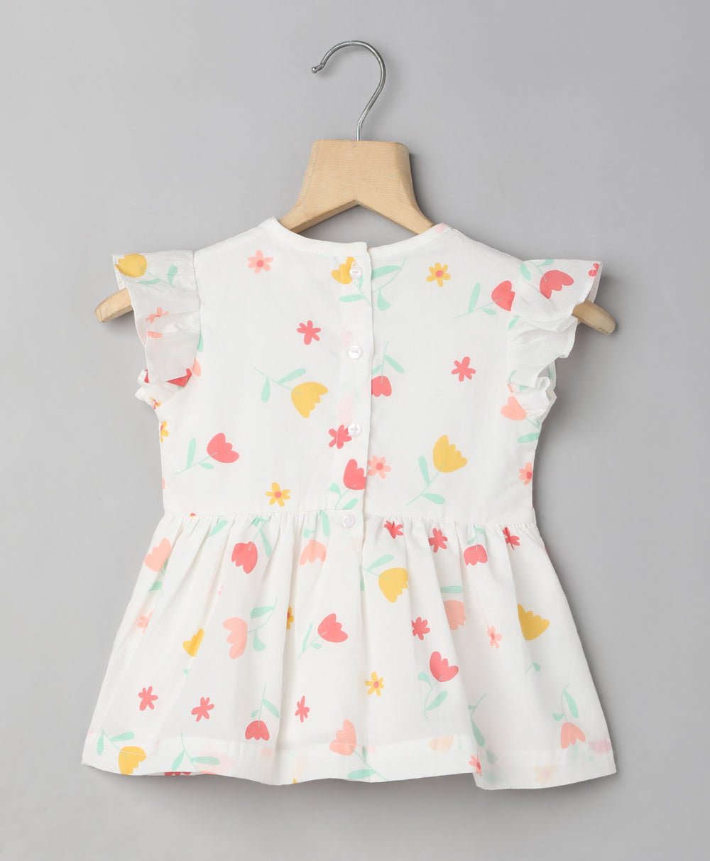Sweetlime By AS White Floral Organic Cotton Dress - SLG - CO - ORD - 00180_1 - 3M