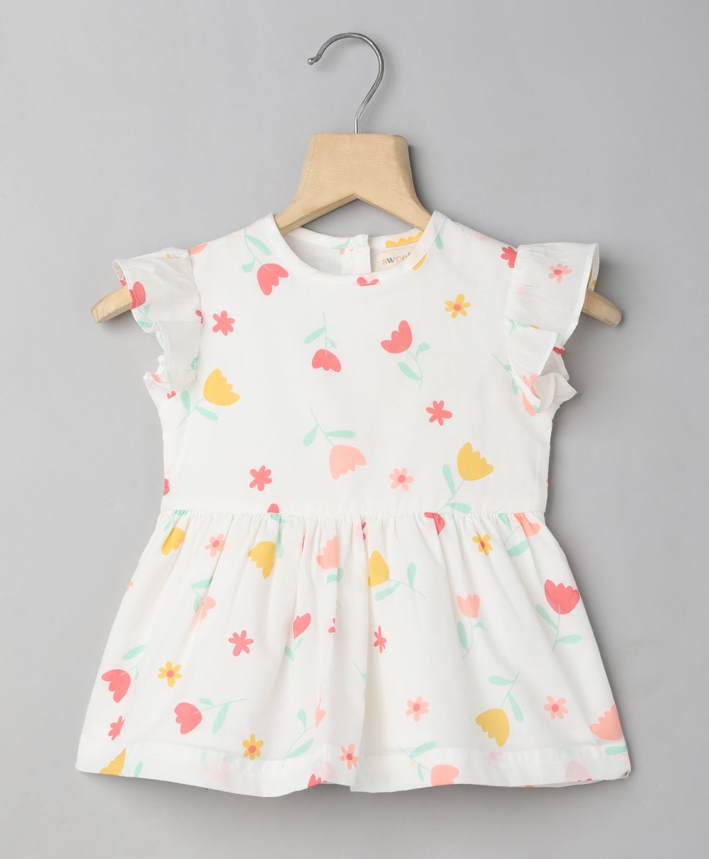 Sweetlime By AS White Floral Organic Cotton Dress - SLG - CO - ORD - 00180_1 - 3M