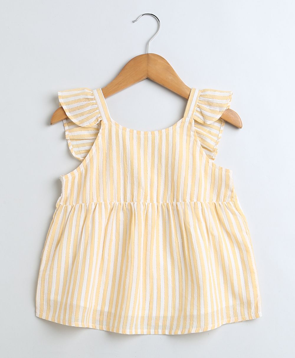 Sweetlime By As Yarn Dyed Cotton Lurex Yellow Striped Luxrex Co - ord Set - SLG - CO - ORD - 01062_9 - 12M
