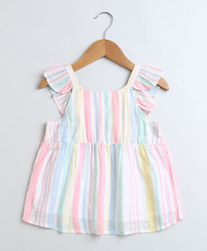 Sweetlime By AS Yarn Dyed Cotton Multi Coloured Striped Luxrex Co - ord Set. - SLG - CO - ORD - 01063_9 - 12M