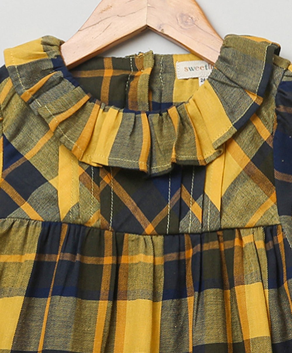 Sweetlime By AS Yellow Long Sleeves Plaid Flannel Dress. - SLG - DRESS - 01019_9 - 12M