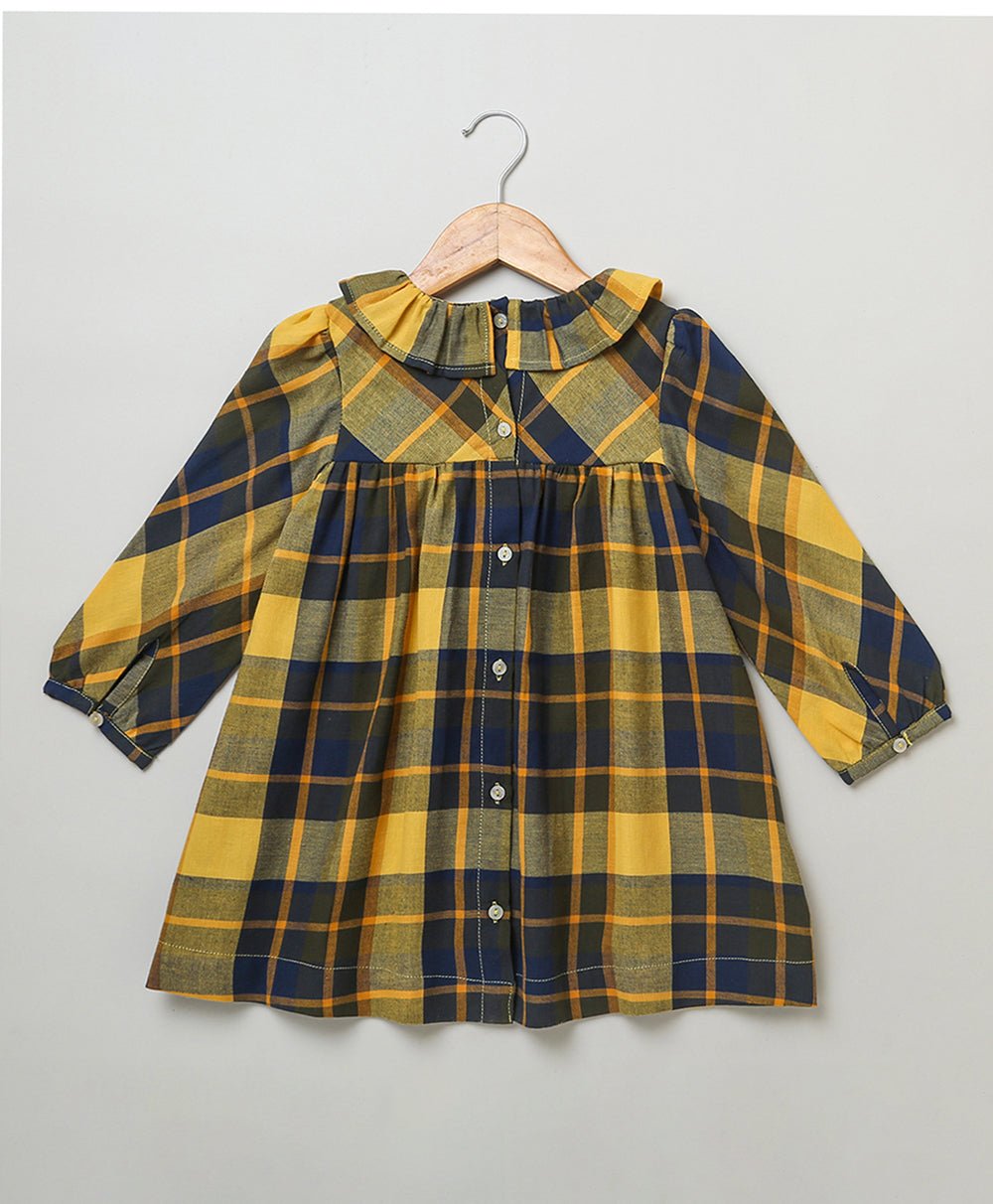 Sweetlime By AS Yellow Long Sleeves Plaid Flannel Dress. - SLG - DRESS - 01019_9 - 12M