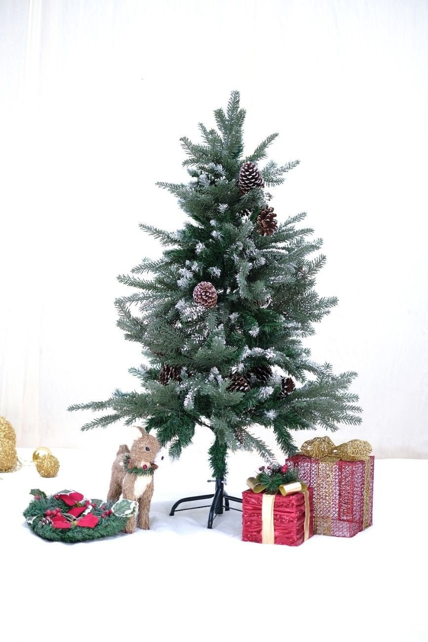 SWEN 4 feet BALSAM christmas tree with light frosting and large pine cones - Christmas Tree